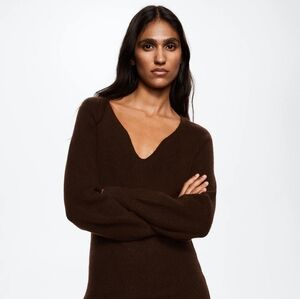 Mango Puffed sleeves knit dress